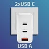 Adapteris Įkroviklis tinklo 100 W gan 5-20 V 15-5 A 2 x usb-c pd 1 usb qc 3.0 baltas Qoltec