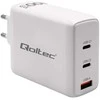 Adapteris Įkroviklis tinklo 100 W gan 5-20 V 15-5 A 2 x usb-c pd 1 usb qc 3.0 baltas Qoltec