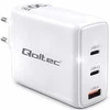 Adapteris Įkroviklis tinklo 100 W gan 5-20 V 15-5 A 2 x usb-c pd 1 usb qc 3.0 baltas Qoltec