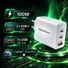 Adapteris Įkroviklis tinklo 100 W gan 5-20 V 15-5 A 2 x usb-c pd 1 usb qc 3.0 baltas Qoltec
