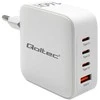 Adapteris Įkroviklis tinklo 140w gan 5-20v 2.5-5a 3 x usb-c pd 1 usb qc 3.0 baltas Qoltec