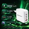 Adapteris Įkroviklis tinklo 140w gan 5-20v 2.5-5a 3 x usb-c pd 1 usb qc 3.0 baltas Qoltec