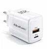 Adapteris Įkroviklis tinklo 20w gan 5-20v 1.5-3a 1 x usb-c pd usb qc 3.0 baltas Qoltec