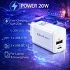 Adapteris Įkroviklis tinklo 20w gan 5-20v 1.5-3a 1 x usb-c pd usb qc 3.0 baltas Qoltec