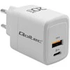 Adapteris Įkroviklis tinklo 20w gan 5-20v 1.5-3a 1 x usb-c pd usb qc 3.0 baltas Qoltec