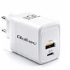 Qoltec 35W GaN| 5-20V | 1.5-3A | 1 x USB-C PD | 1 x USB QC 3.0 | Balta