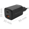 QOLTEC 50766 GaN ULTRA 65W charger / 5-20V / 2.25 3.25A / 1 x USB type C PD / 1x USB / Juodas