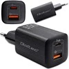 QOLTEC 50766 GaN ULTRA 65W charger / 5-20V / 2.25 3.25A / 1 x USB type C PD / 1x USB / Juodas