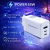 Adapteris Įkroviklis tinklo 65w gan 5-20v 3-3.35a 2 x usb-c pd 1 usb qc 3.0 baltas Qoltec