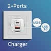 QOLTEC 50765 GaN ULTRA 65w įkroviklis / 5-20V / 2,25 3,25A / 1 x USB tipo C PD / 1x USB / Baltas