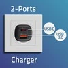 QOLTEC 50766 GaN ULTRA 65W charger / 5-20V / 2.25 3.25A / 1 x USB type C PD / 1x USB / Juodas