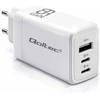 Adapteris Įkroviklis tinklo 65w gan 5-20v 3-3.35a 2 x usb-c pd 1 usb qc 3.0 baltas Qoltec