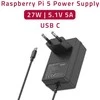 Qoltec Įkroviklis Super FAST PD do Raspberry PI 5 | USB-C | 27W | 5.1V | 5A | Juoda