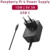 Qoltec Super FAST PD įkroviklis, skirtas Raspberry PI 4 | USB-C | 15W | 5V | 3A | Juoda