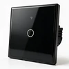 Qoltec 52711 Smart Touch 1-Gang Light Switch | Wi-Fi | Timer | Tuya | Smart Life | Tempered Glass | Juodas