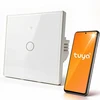 Qoltec Inteligentny dotykowy 1-kanałowy jungiklis wyłącznik światła | Wi-Fi | Timer | Tuya | Smart life | Hartowane szkło | Baltas