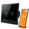 Qoltec Inteligentny dotykowy 2-kanałowy jungiklis wyłącznik światła | Wi-Fi | Timer | Tuya | Smart life | Hartowane szkło | Juodas