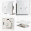 Qoltec Inteligentny dotykowy 2-kanałowy jungiklis wyłącznik światła | Wi-Fi | Timer | Tuya | Smart life | Hartowane szkło | Baltas