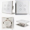 Qoltec Inteligentny dotykowy 4-kanałowy jungiklis wyłacznik światła | Wi-Fi | Timer| Tuya | Smart life | Hartowane szkło | Baltas