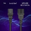„Qoltec“ UPS maitinimo kabelis | IEC C13/C14 | 3x0,75 mm² | 1 m