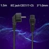 Qoltec SCHUKO kampinis maitinimo kabelis | IEC C5 | Cloverleaf | 3x1.0mm² | 1.5m