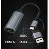 „Qoltec“ vaizdo įrašymo plokštė | USB-C ir USB-A adapteriai | HDMI | 4K 30Hz | Aliuminio