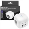 Daugiafunkcinė Qoltec galios kubikė su apšviečiamu jungikliu 3x AC 2x USB 1x USB-C PD 20W Balta