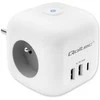 Daugiafunkcinė Qoltec galios kubikė su apšviečiamu jungikliu 3x AC 2x USB 1x USB-C PD 20W Balta
