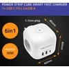 Daugiafunkcinė Qoltec galios kubikė su apšviečiamu jungikliu 3x AC 2x USB 1x USB-C PD 20W Balta