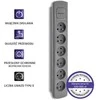 QOLTEC 50277 Maitinimo juostelė 6 lizdai 1,8m Pilkas