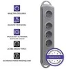 QOLTEC 50164 Apsaugos nuo viršįtampių Quick Switch 4 lizdai pilka 2,5m