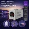 Qoltec Maitinimo šaltinis awaryjny UPS Pure Sine Wave | 1000VA/720W | Przetwornica 12/230V su AVR | LCD | LiFePO4 AGM GEL