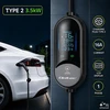 Qoltec Mobilna kroviklis automobiliui elektrycznego EV i hybryd su regulacją 2w1 Typ2 | 3.5kW | 230V | SCHUKO 16A | LED | 5m