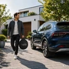 Qoltec Mobilna kroviklis automobiliui elektrycznego EV i hybryd su regulacją 2w1 Typ2 | 3.5kW | 230V | SCHUKO 16A | LED | 5m