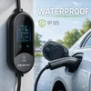 Qoltec Mobilna kroviklis automobiliui elektrycznego EV i hybryd su regulacją 2w1 Typ2 | 3.5kW | 230V | SCHUKO 16A | LED | 5m