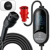 Qoltec Mobilna kroviklis automobiliui elektrycznego EV i hybryd su regulacją 2w1 Typ2 | 7kW | 230V | CEE 32A | LED | 5m