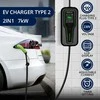 Qoltec Mobilus elektromobilių įkroviklis su 2 viename, 2 tipo reguliavimu | 7kW | CEE 3 kontaktų | 230V | LCD | Nešiojamas | Sieninis įkroviklis | 5m