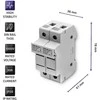 QOLTEC 52584 Saugiklio pagrindas Nuolatinės srovės saugiklis / 2P / 1000V / 30A / 10x38 / saulės