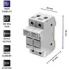 QOLTEC 52583 Saugiklio pagrindas Nuolatinės srovės saugiklis / 2P / 1000V / 20A / 10x38 / saulės