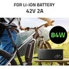Qoltec Fast įkroviklis elektriniam dviračiui 36V | 42V | 2A | Mi4 magnetinis kištukas + maitinimo laidas