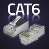 Kištukas jungtis rj45 cat6 ftp praėjimas per paauksuoti kontaktai 100 vienetų Qoltec