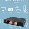 Šakotuvas Qoltec Przełącznik sieciowy SWITCH Gigabit Ethernet PoE | 16x RJ45 | 2x RJ45 Uplink | 2x SFP | 1000Mb/s