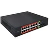 Šakotuvas Qoltec Przełącznik sieciowy SWITCH Gigabit Ethernet PoE | 16x RJ45 | 2x RJ45 Uplink | 2x SFP | 1000Mb/s