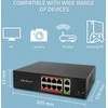 Šakotuvas Qoltec Przełącznik sieciowy SWITCH Fast Ethernet PoE | 8x RJ45 | 2x RJ45 Uplink | 120W | 10/100 Mb/s