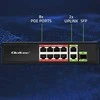 Šakotuvas „Qoltec SWITCH FAST Ethernet PoE“ tinklo komutatorius, 8x RJ45, PoE, 2x RJ45, Uplink, 1x SFP | 120 W | 1000 MB