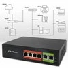 Šakotuvas Qoltec Przełącznik sieciowy SWITCH FAST Ethernet PoE | 4x RJ45 | 2x RJ45 Uplink | 65W | 10/100Mb/s