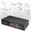 Šakotuvas „Qoltec SWITCH FAST Ethernet PoE“ tinklo komutatorius, 8x RJ45, PoE, 2x RJ45, Uplink, 1x SFP | 120 W | 1000 MB