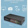 Šakotuvas „Qoltec SWITCH FAST Ethernet PoE“ tinklo komutatorius, 8x RJ45, PoE, 2x RJ45, Uplink, 1x SFP | 120 W | 1000 MB