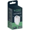 Įkroviklis USB V-TAC szybka 20W balta mini dual USB type-A type-C VT-3530