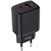 Įkroviklis USB V-TAC szybka 20W juoda mini dual USB type-A type-C VT-3530